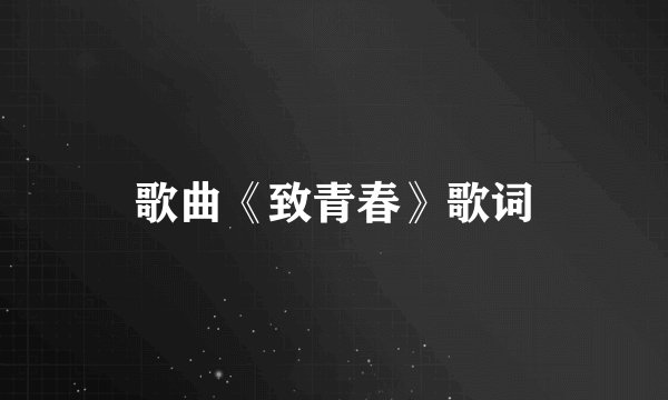歌曲《致青春》歌词