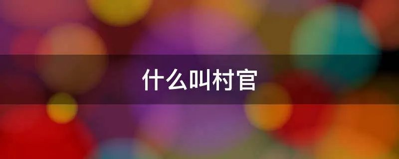 什么叫村官