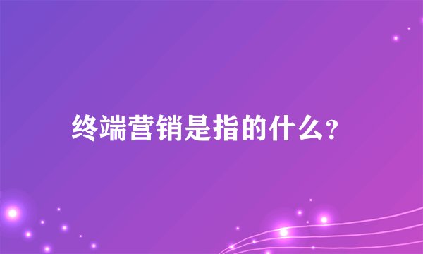 终端营销是指的什么？