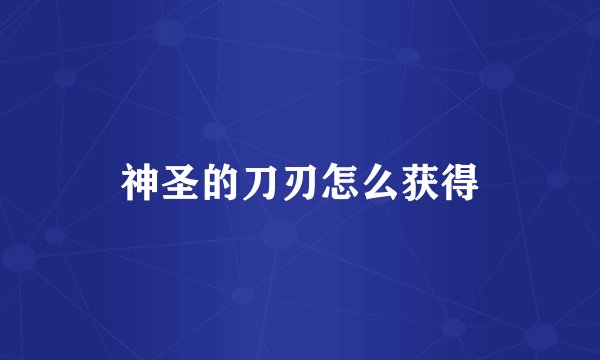 神圣的刀刃怎么获得
