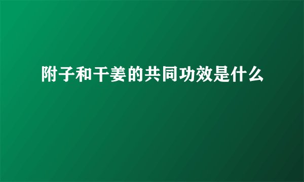 附子和干姜的共同功效是什么
