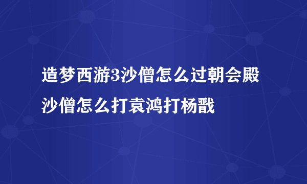 造梦西游3沙僧怎么过朝会殿 沙僧怎么打袁鸿打杨戬