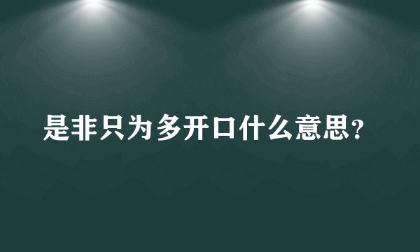 是非只为多开口什么意思?