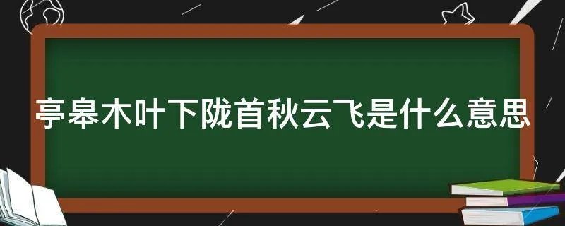 亭皋木叶下陇首秋云飞是什么意思