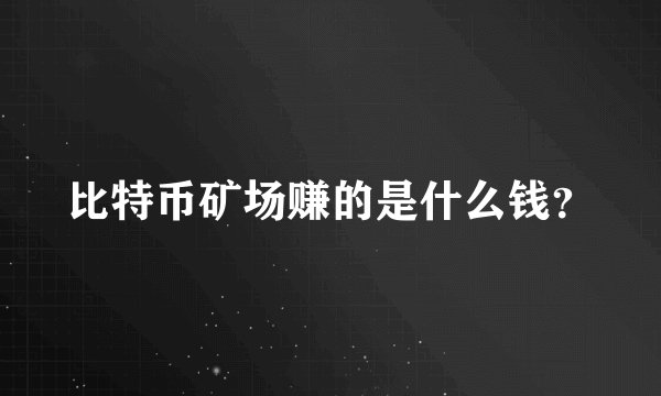 比特币矿场赚的是什么钱？