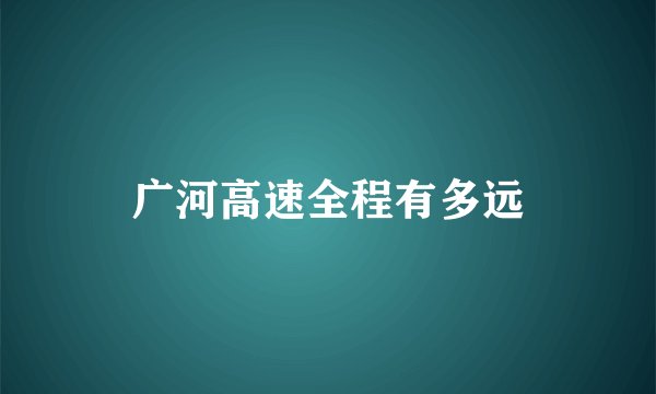 广河高速全程有多远