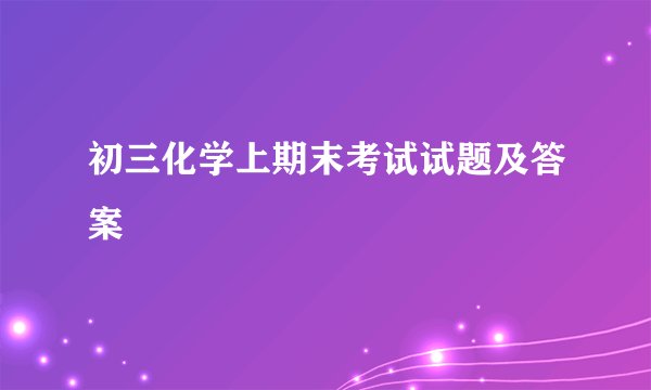 初三化学上期末考试试题及答案