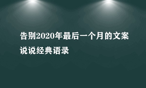 告别2020年最后一个月的文案说说经典语录