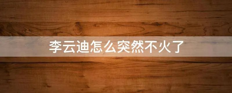 李云迪怎么突然不火了