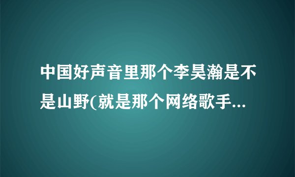 中国好声音里那个李昊瀚是不是山野(就是那个网络歌手)？山野不是叫李山山吗？