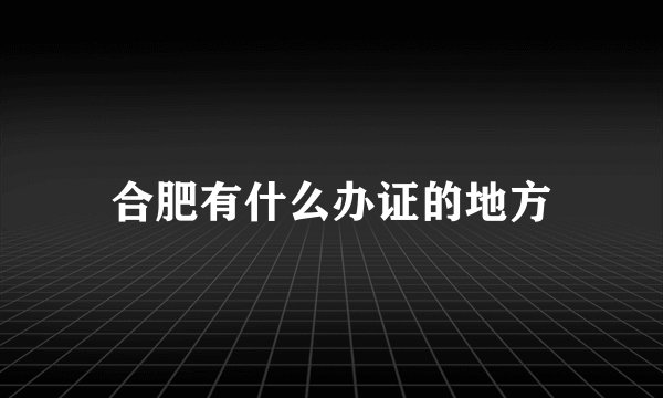 合肥有什么办证的地方