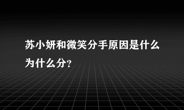 苏小妍和微笑分手原因是什么为什么分？