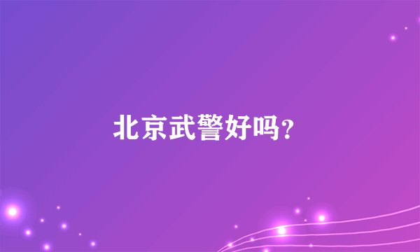 北京武警好吗？