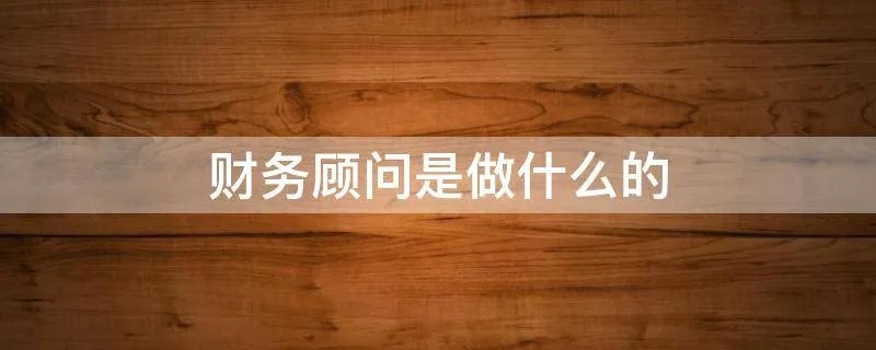 财务顾问是做什么的