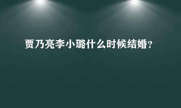 贾乃亮李小璐什么时候结婚？