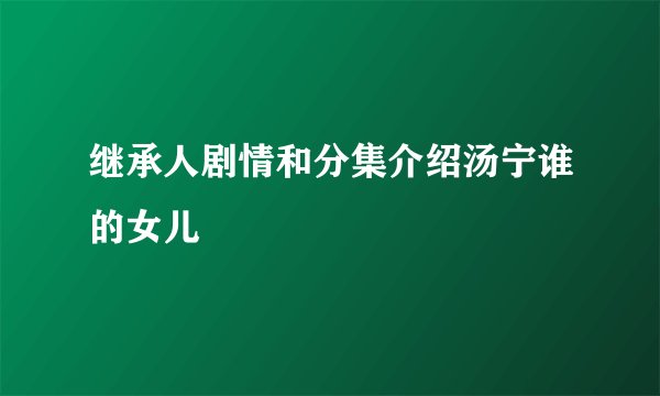 继承人剧情和分集介绍汤宁谁的女儿