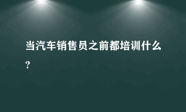 当汽车销售员之前都培训什么？