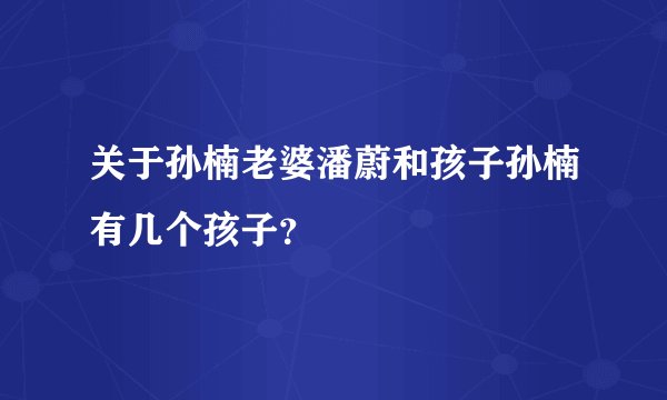 关于孙楠老婆潘蔚和孩子孙楠有几个孩子？