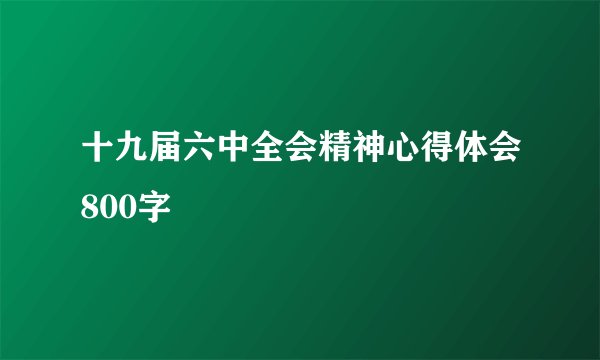 十九届六中全会精神心得体会800字