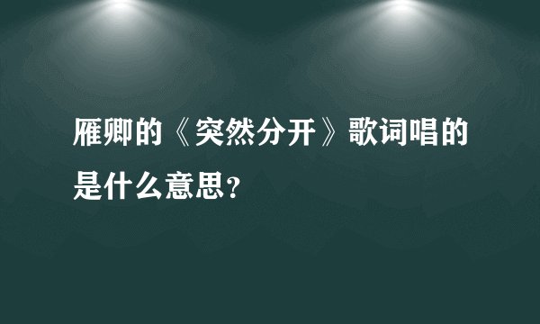 雁卿的《突然分开》歌词唱的是什么意思？
