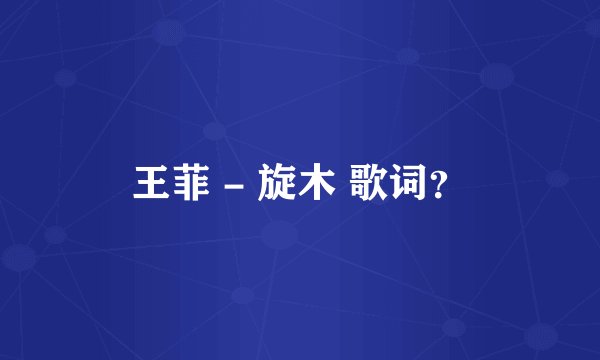 王菲 - 旋木 歌词？