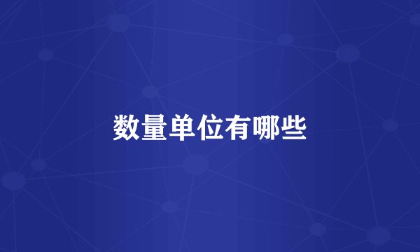 数量单位有哪些