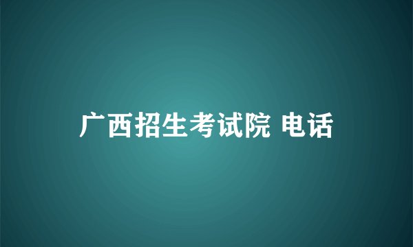 广西招生考试院 电话