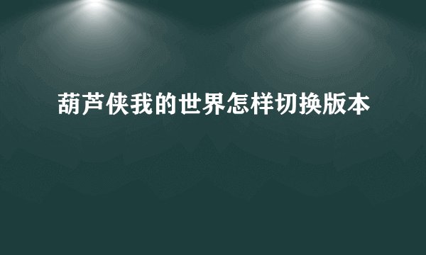 葫芦侠我的世界怎样切换版本