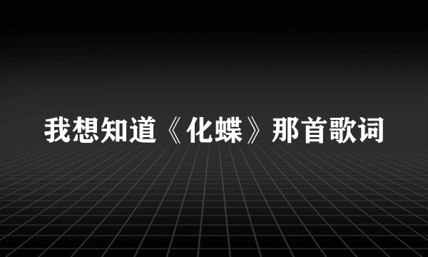 我想知道《化蝶》那首歌词