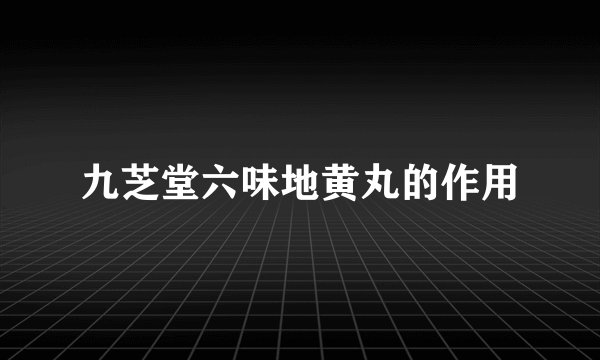 九芝堂六味地黄丸的作用