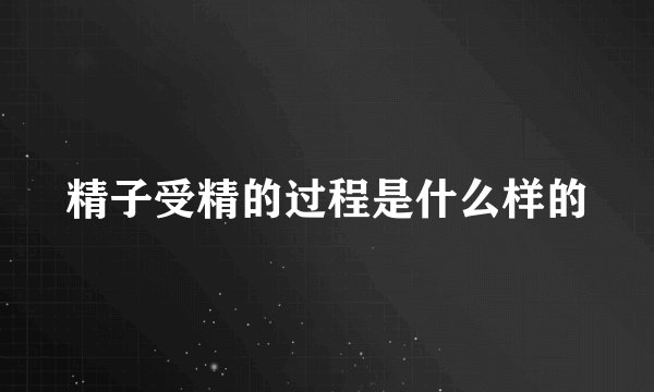 精子受精的过程是什么样的