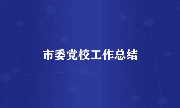市委党校工作总结