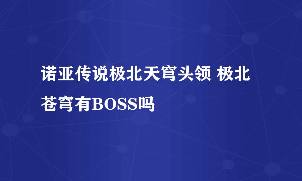 诺亚传说极北天穹头领 极北苍穹有BOSS吗