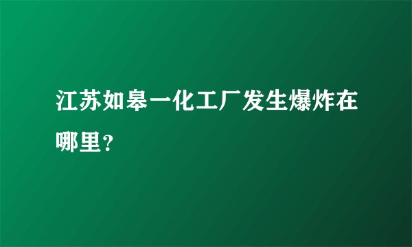江苏如皋一化工厂发生爆炸在哪里？