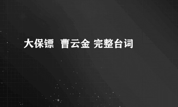 大保镖  曹云金 完整台词