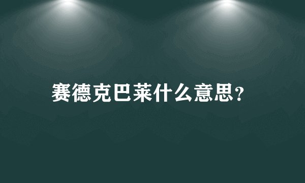 赛德克巴莱什么意思?