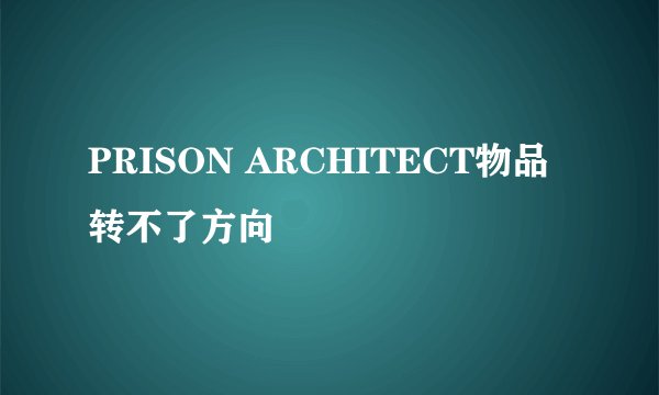 PRISON ARCHITECT物品转不了方向
