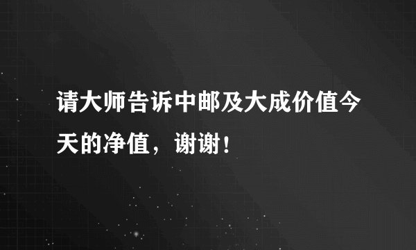 请大师告诉中邮及大成价值今天的净值，谢谢！
