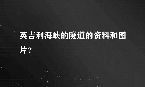 英吉利海峡的隧道的资料和图片？