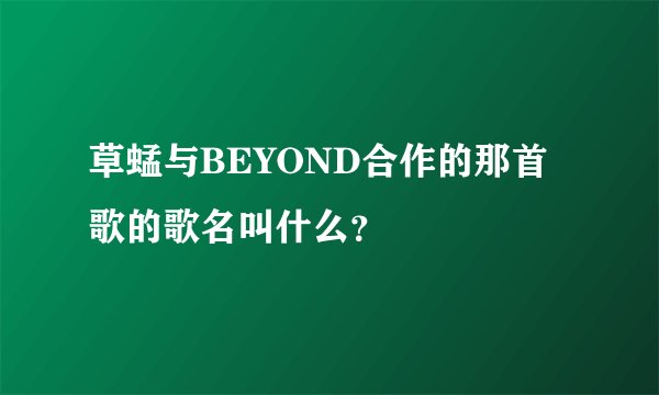 草蜢与BEYOND合作的那首歌的歌名叫什么?
