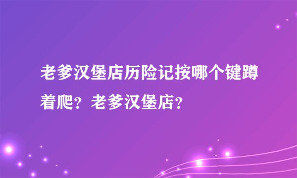 老爹汉堡店历险记按哪个键蹲着爬？老爹汉堡店？