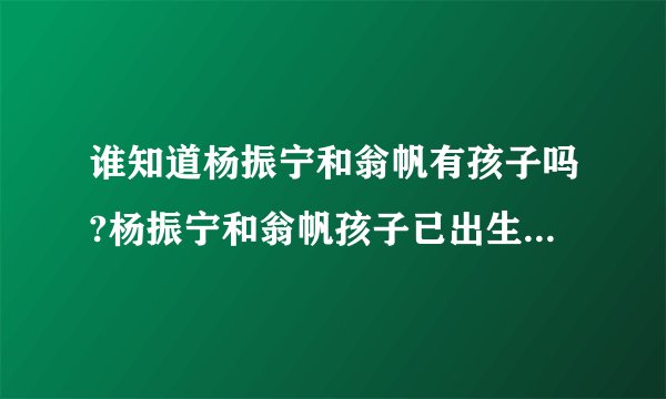 谁知道杨振宁和翁帆有孩子吗?杨振宁和翁帆孩子已出生，孩子是谁？