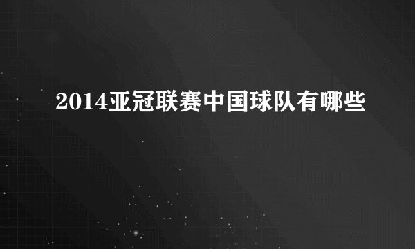 2014亚冠联赛中国球队有哪些