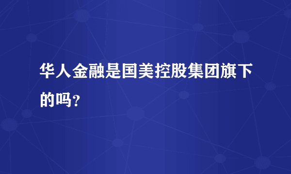 华人金融是国美控股集团旗下的吗？