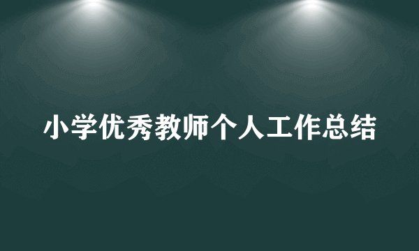 小学优秀教师个人工作总结
