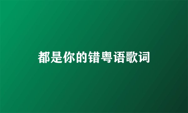 都是你的错粤语歌词