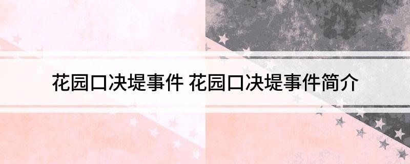 花园口决堤事件 花园口决堤事件简介
