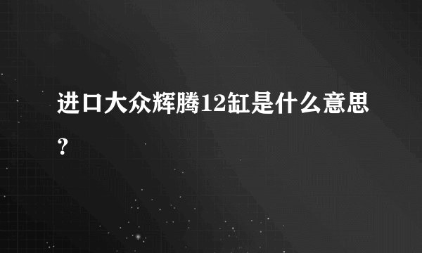 进口大众辉腾12缸是什么意思？