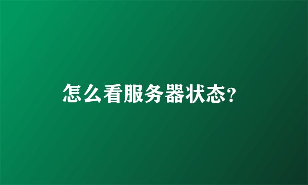 怎么看服务器状态？