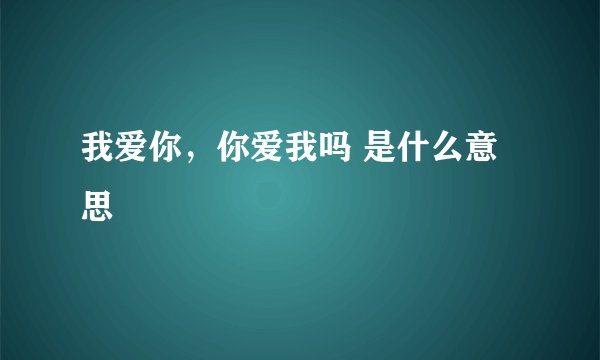 我爱你，你爱我吗 是什么意思